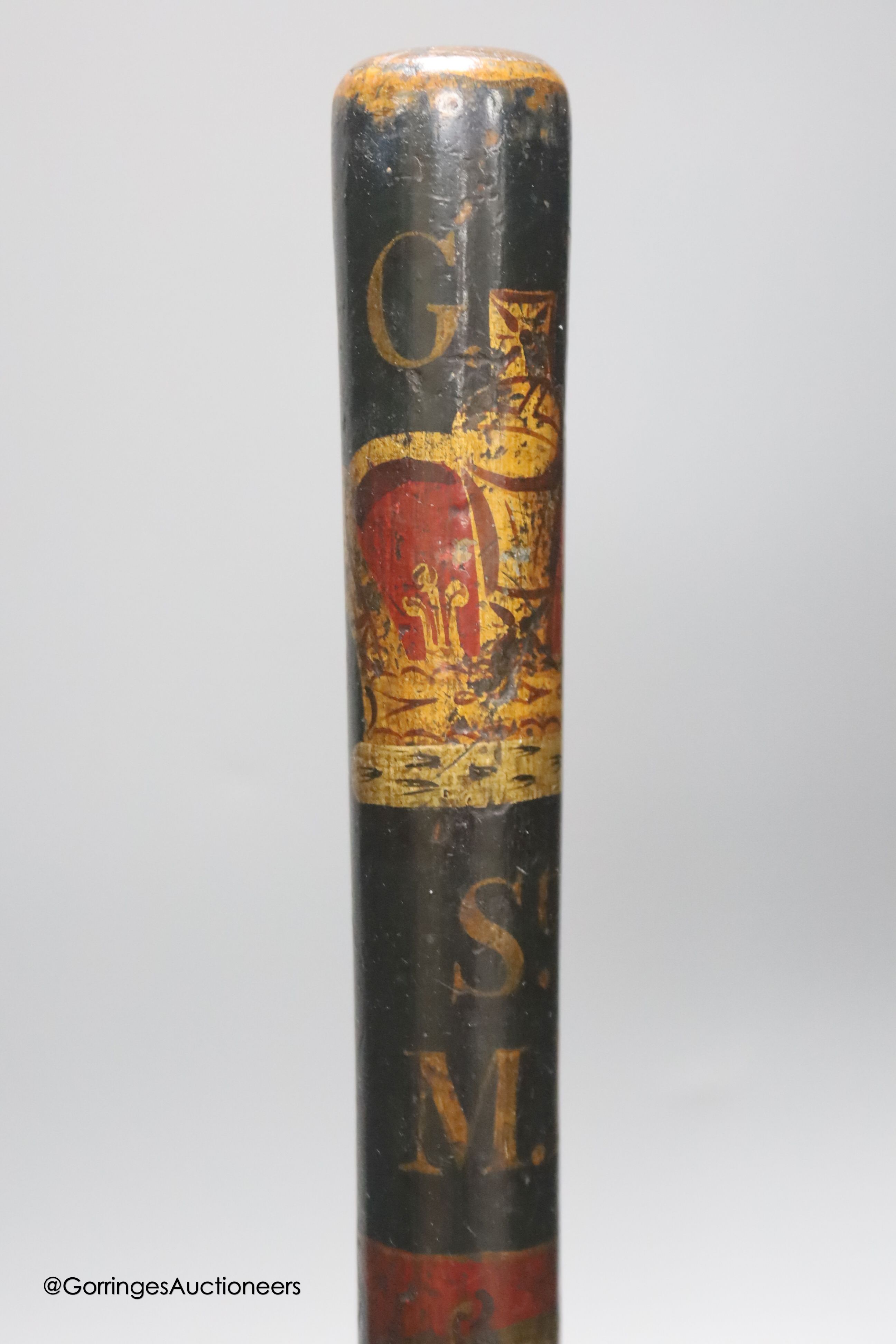 A 19th century painted constabulary truncheon, 50cm